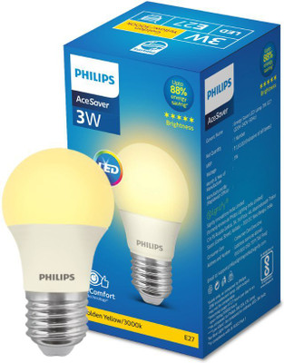 PHILIPS 3 W Basic Round E27 LED Bulb(Yellow)