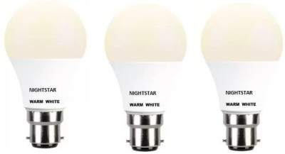 Nightstar 7 W Standard B22 D LED Bulb(Yellow, Pack of 3)