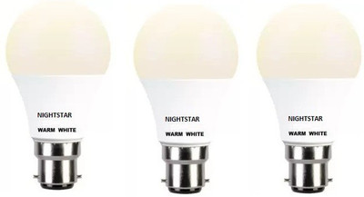 Nightstar 7 W Basic Standard B22 D LED Bulb(Yellow, Pack of 3)