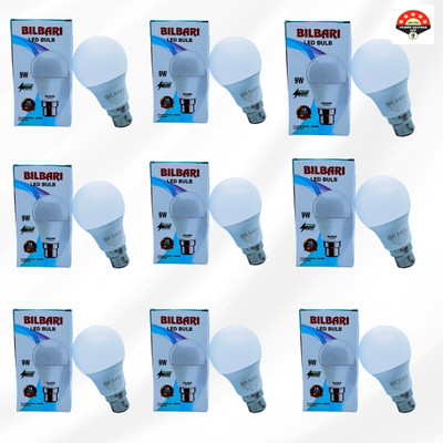 Bilbari 9 W Basic Round B22 LED Bulb(White, Pack of 9)