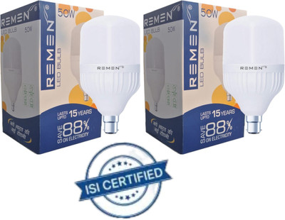 REMEN 50 W Basic Standard B22 LED Bulb(White, Pack of 2)