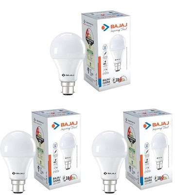 BAJAJ 18 W Basic Standard B22 LED Bulb(White, Pack of 3)