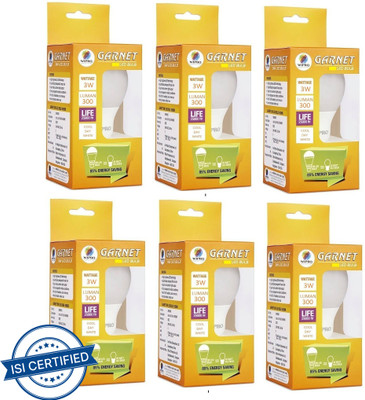 Wipro 3 W Basic Standard E27 LED Bulb(White, Pack of 6)