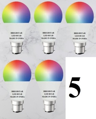 Brightstar 10 W Round B22 LED Bulb(Red, Green, Pink, White, Blue, Yellow, Multicolor, Pack of 5)