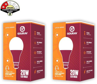 GOURAV 20 W Eye Safety Compliance Mushroom B22 LED Bulb(White, Pack of 2)
