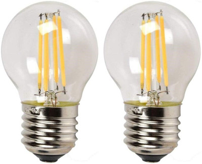 OML 4 W Basic Round E27 LED Bulb(Yellow, Pack of 2)