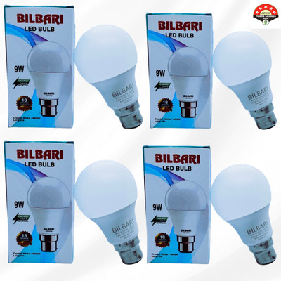 Bilbari 9 W Basic Round B22 LED Bulb(White, Pack of 4)