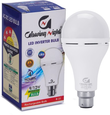 Glowing Night 12 W Round B22 Inverter Bulb(White)