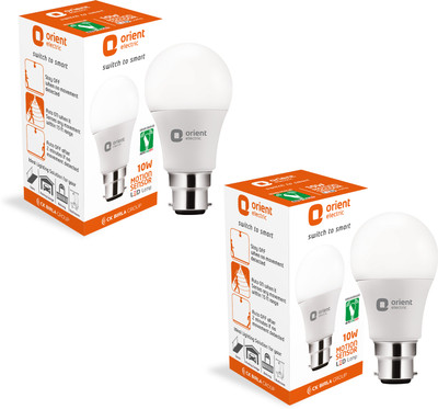 Orient Electric 10 W Motion Sensor Round B22 LED Bulb(White, Pack of 2)