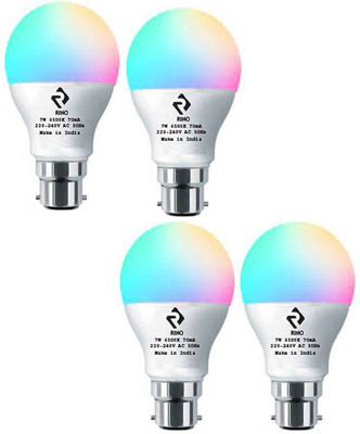 rino 7 W Basic Standard B22 LED Bulb(RGB, Pack of 4)
