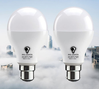 mg lights 12 W Basic Arbitrary B22 LED Bulb(White, Pack of 2)