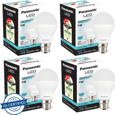 Panasonic 9 W Basic Round B22 LED Bulb(White, Pack of 4)