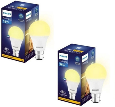 PHILIPS 16 W Basic Round B22 LED Bulb(Yellow, Pack of 2)