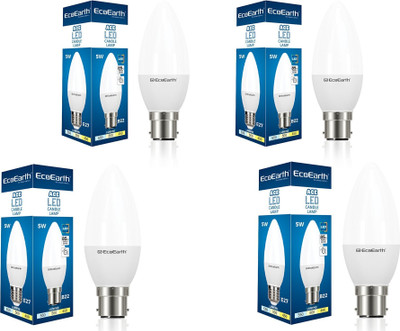 ECOEARTH 5 W Basic Candle B22 LED Bulb(White, Pack of 4)