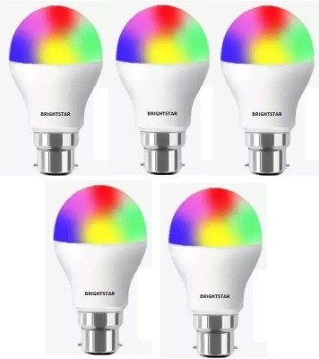 Brightstar 10 W Round B22 LED Bulb(Red, Blue, Pink, Green, Yellow, White, Purple, Multicolor, Pack of 5)