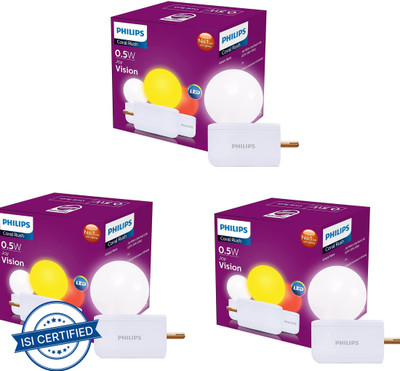 PHILIPS 0.5 W Basic Decorative Plug & Play Night Bulb(White, Pack of 3)