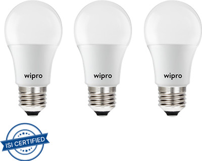 Wipro 3 W Basic Standard E27 LED Bulb(Yellow, Pack of 3)