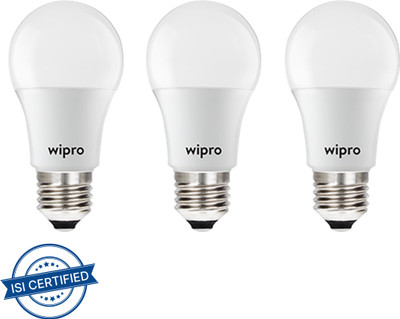 Wipro 3 W Standard E27 LED Bulb(Yellow, Pack of 3)