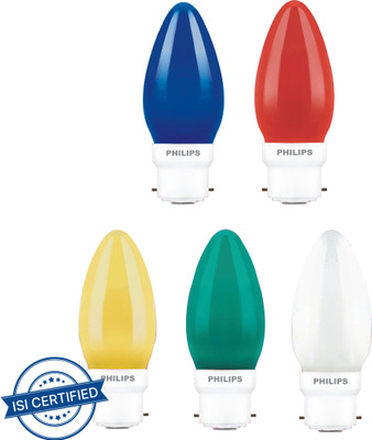 PHILIPS 0.5 W Basic Candle B22 LED Bulb(Multicolor, Pack of 5)