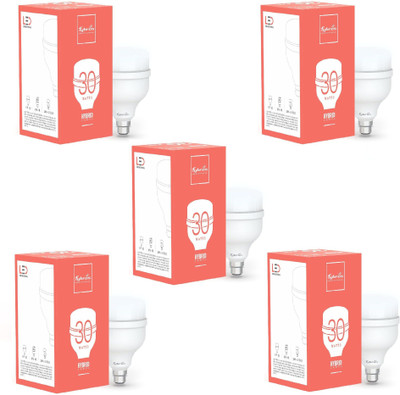 Fybros 30 W Basic Round B22 LED Bulb(White, Pack of 5)