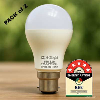 ECHOlight 15 W Basic Round B22 LED Bulb(White, Pack of 2)