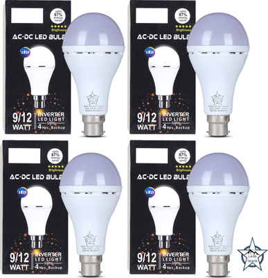 Land track 9 W Inverter Standard B22 D Inverter Bulb(White, Pack of 4)