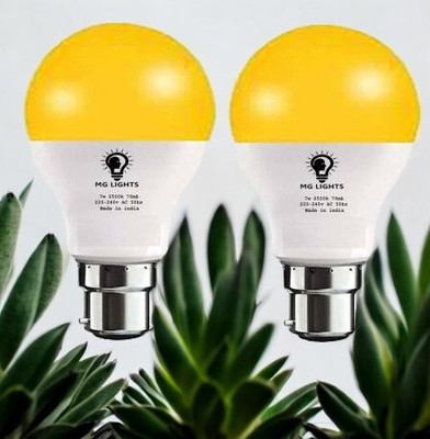 mg lights 5 W Basic Round B22 LED Bulb(Yellow, Pack of 2)