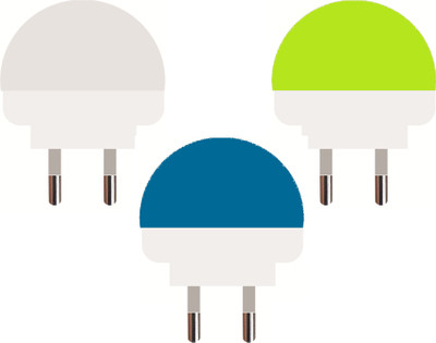 V A VALAK 0.5 W Multi Watt Round B22 LED Bulb(White, Green, Blue, Pack of 3)