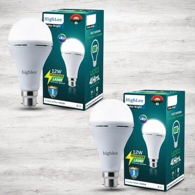 Highlee 12 W Inverter Round B22 Inverter Bulb(White, Pack of 2)