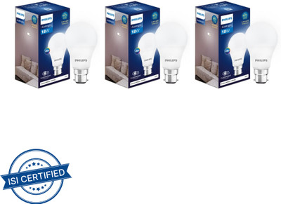 PHILIPS 18 W Basic Round B22 D LED Bulb(White, Pack of 3)