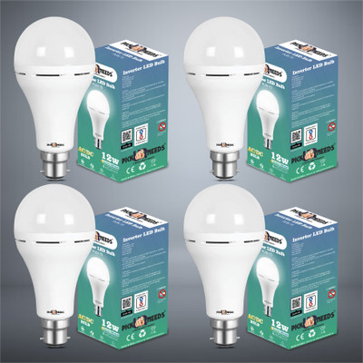 Pick Ur Needs Rechargeable Emergency Inverter 9W LED AC/DC Bulb, Self-Charging (Pack of 4) 4 hrs Bulb Emergency Light(White)