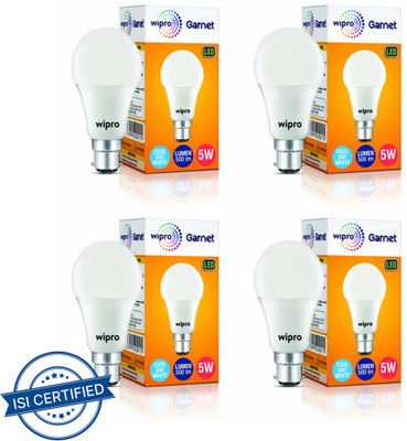 Wipro 9 W Basic Standard B22 LED Bulb(Yellow, Pack of 4)