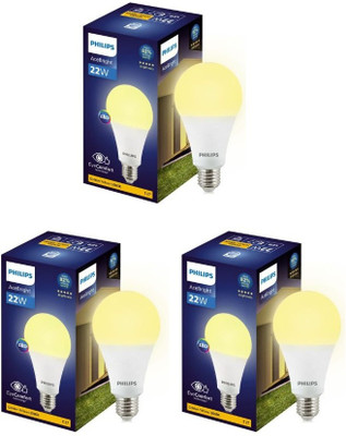 PHILIPS 22 W Basic Round E27 LED Bulb(Yellow, Pack of 3)