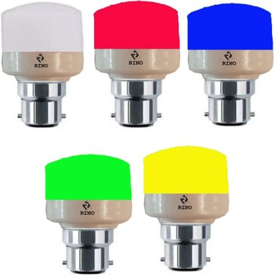 rino 0.5 W Standard B22 LED Bulb(Multicolor, Pack of 5)