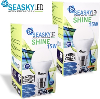 seasky 15 W Standard B22 LED Bulb(White, Pack of 2)