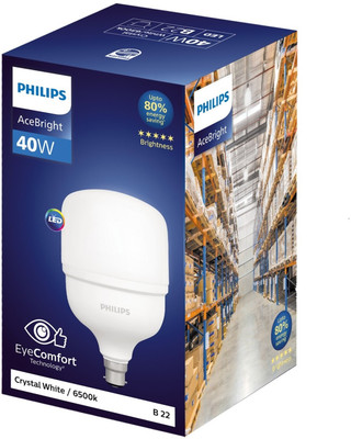 PHILIPS 40 W Basic Round B22 LED Bulb(White)