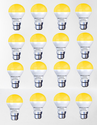 Brightstar 7 W Basic Round B22 LED Bulb(Yellow, Pack of 16)