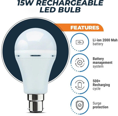 WRADER 15 W Inverter Round B22 Inverter Bulb(White)