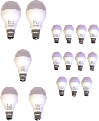Techvolta 9 W, 12 W Basic Round B22 LED Bulb(White, Pack of 16)