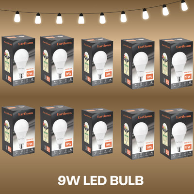 EarthSun 9 W Inverter Round B22 D LED Bulb(White, Pack of 10)