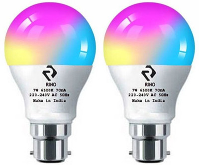 rino 7 W Basic Standard B22 LED Bulb(Multicolor, Pack of 2)