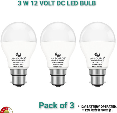 AP Source 3 W Basic Round B22 LED Bulb(White, Pack of 3)