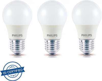 PHILIPS 3 W Basic Round E27 LED Bulb(Yellow, Pack of 3)
