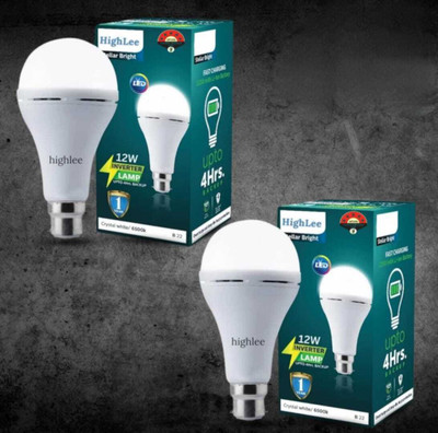 Highlee 12 W Inverter Round B22 Inverter Bulb(White, Pack of 2)