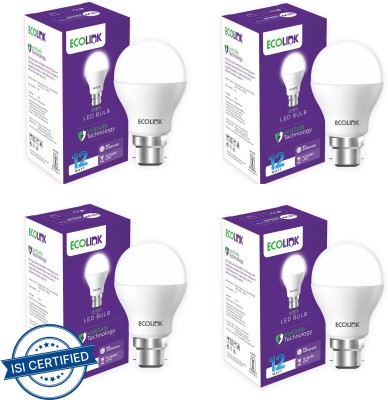 EcoLink 12 W Round B22 LED Bulb(White, Pack of 4)