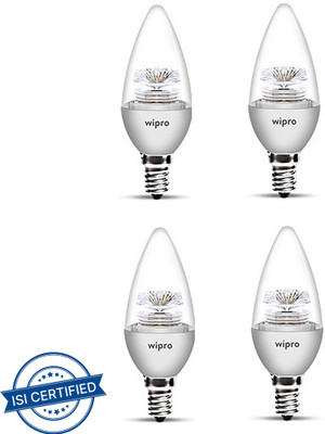Wipro 5 W Basic Candle E14 LED Bulb(Yellow, Pack of 4)