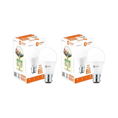 Orient Electric 12 W Basic, Eye Safety Compliance Round B22 LED Bulb(White, Pack of 2)