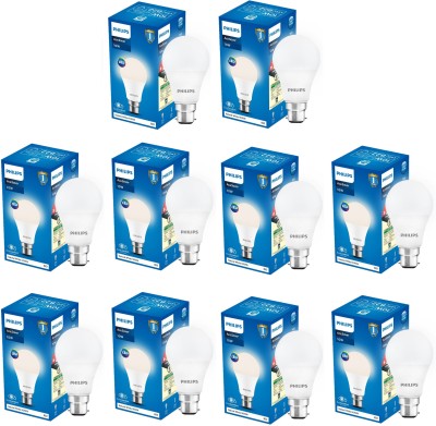 PHILIPS 10 W Standard B22 LED Bulb(White, Pack of 10)