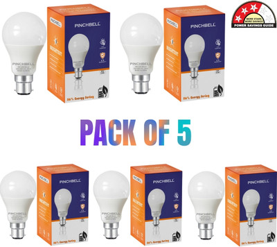 pinchbell 9 W Basic Round B22 LED Bulb(White, Pack of 5)
