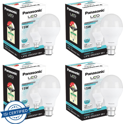 Panasonic 15 W Basic Round B22 LED Bulb(White, Pack of 4)